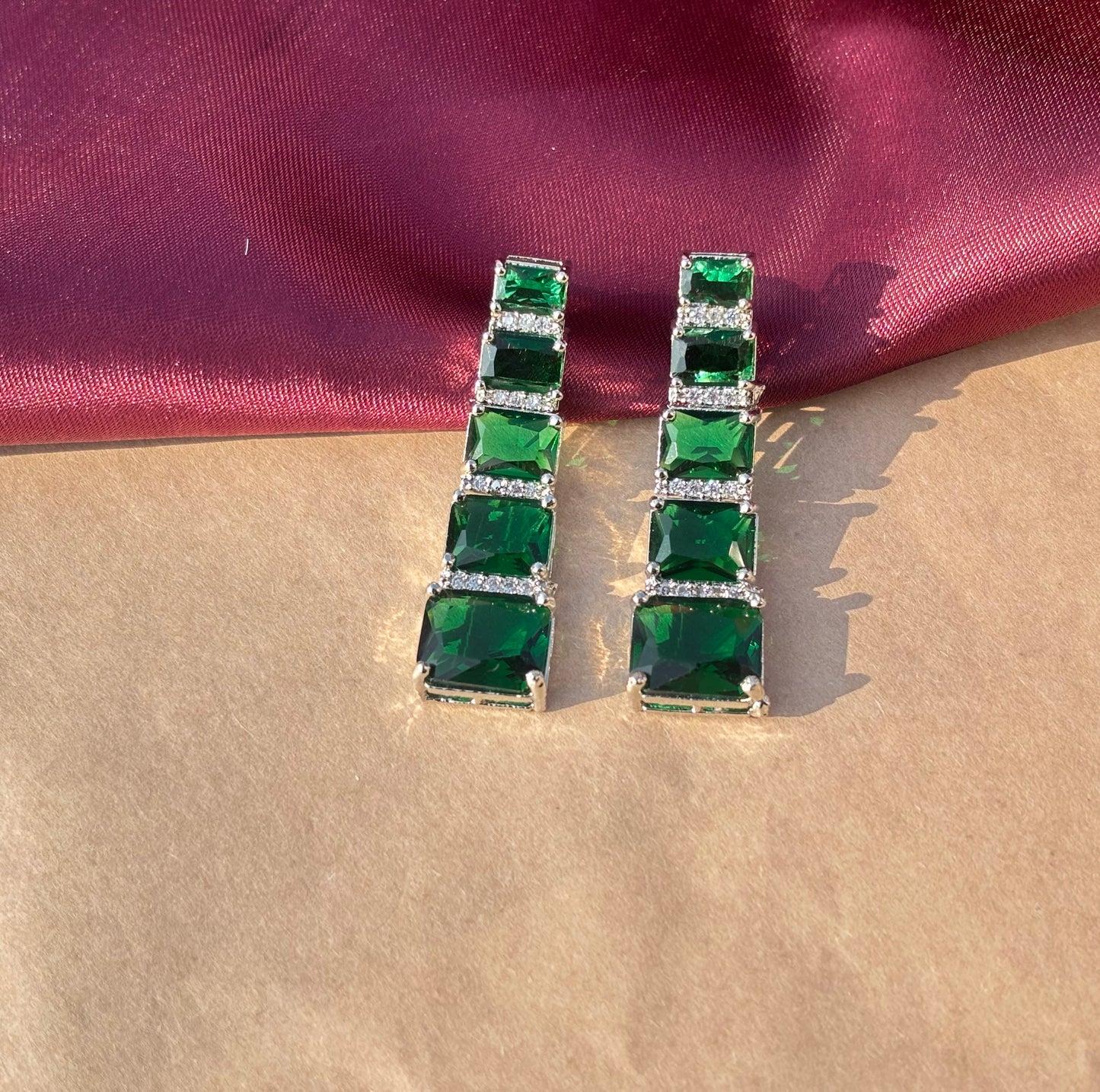 Majestic Emerald Cascade Earrings