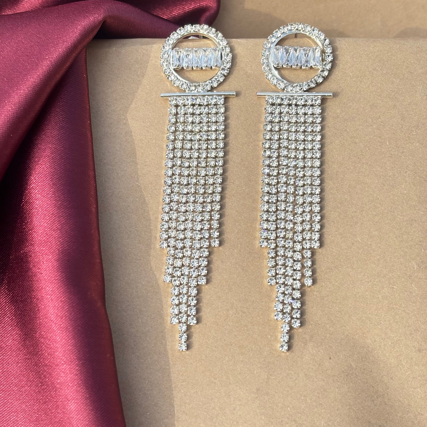 Radiant Cascade American Diamond Tassel Earrings