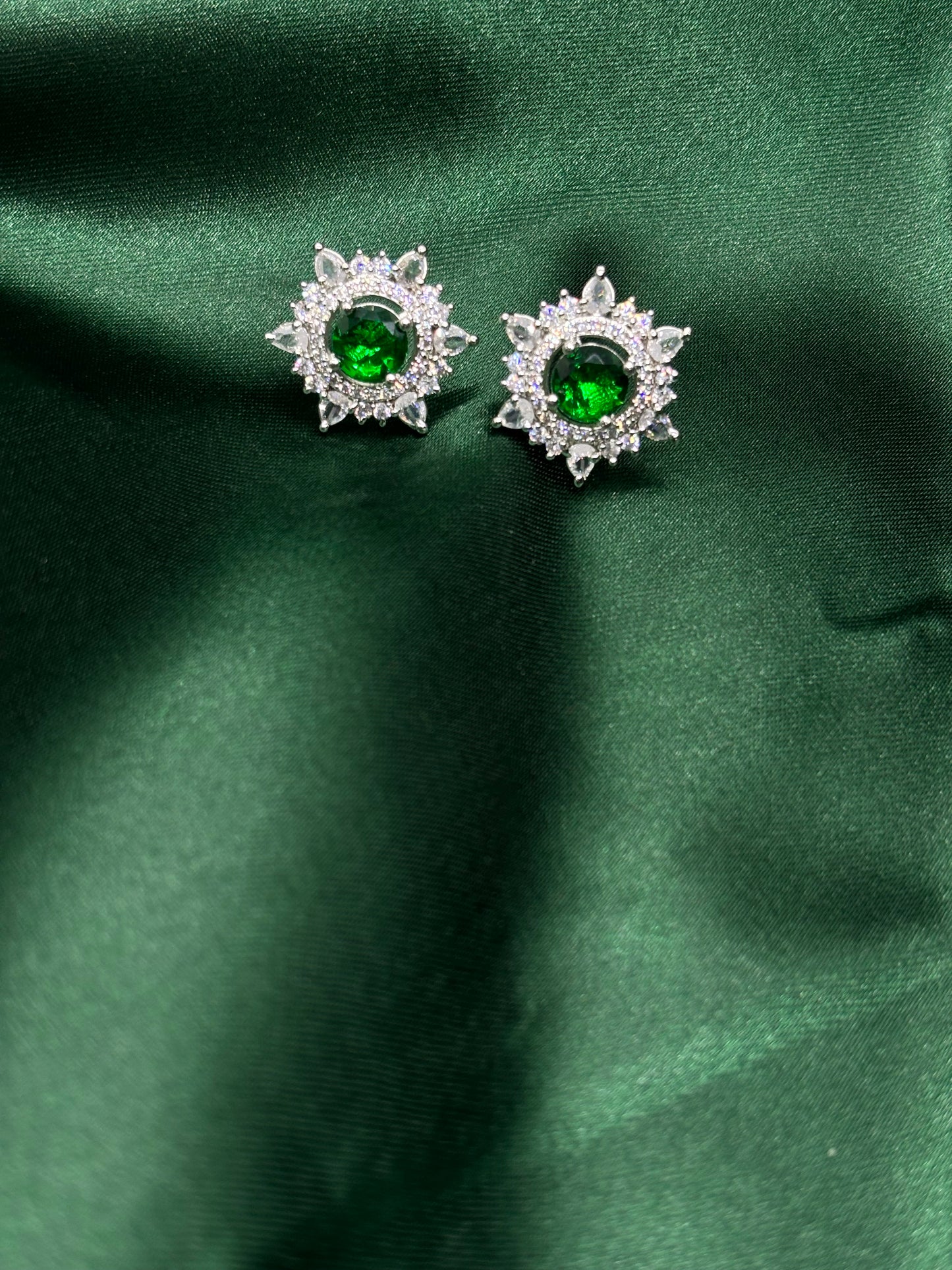 Emerald Star Starburst Stud Earrings
