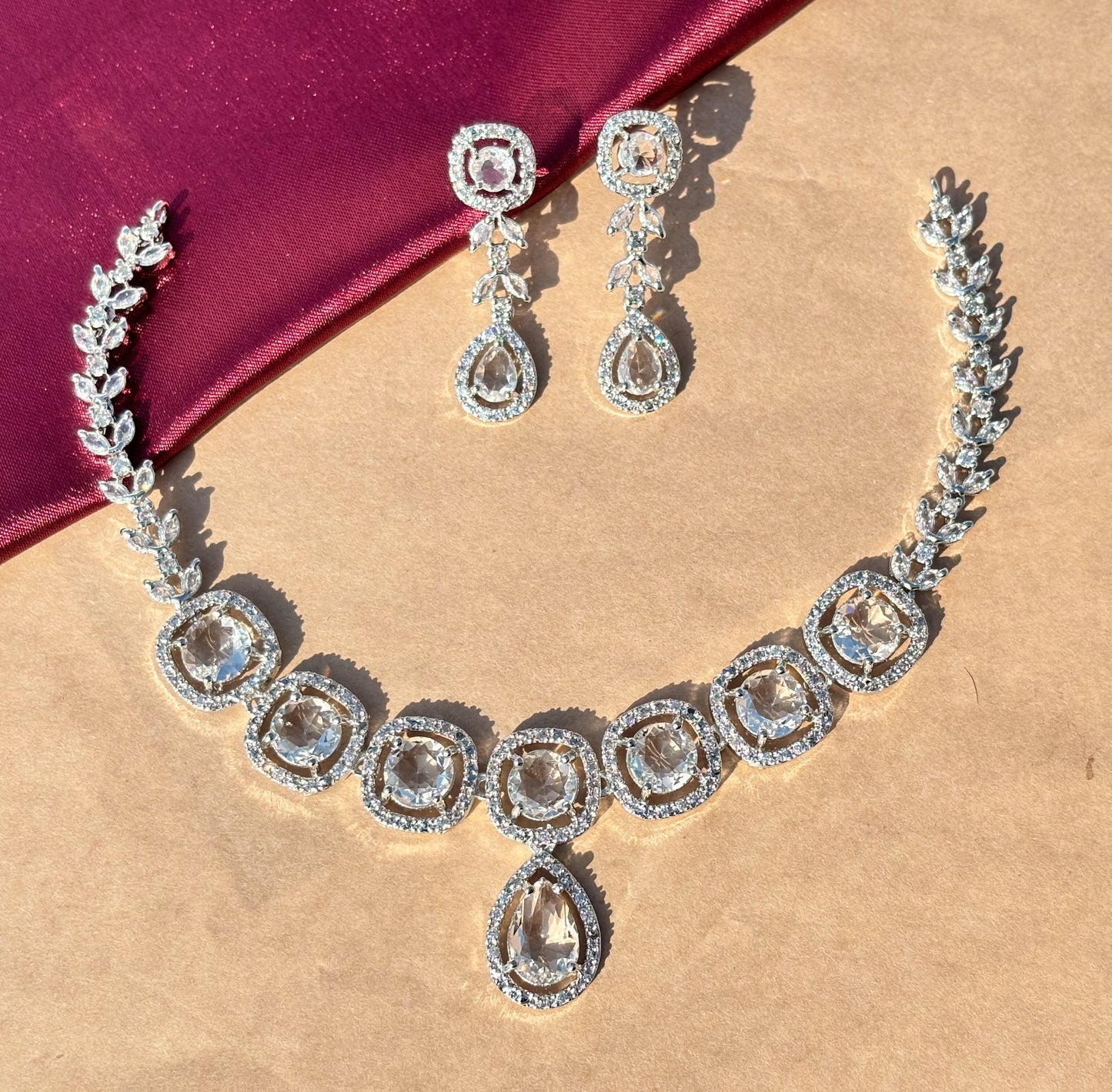 Royal Radiance American Diamond Necklace & Earrings Set