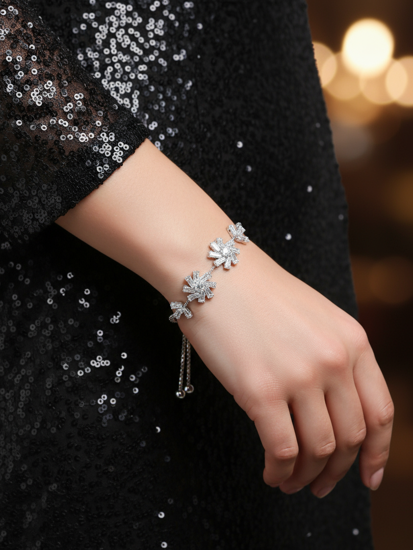 Crystal Flower Slider Bracelet