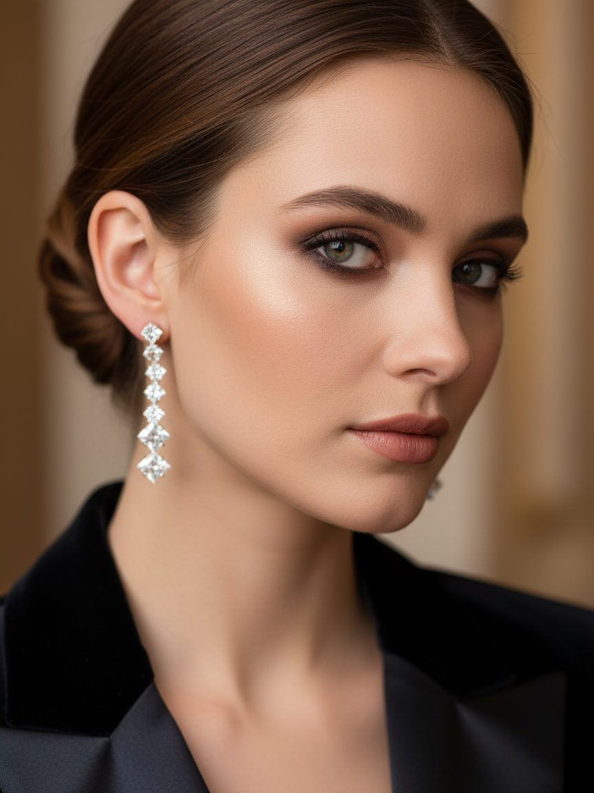 Princess Cut Drop Earrings