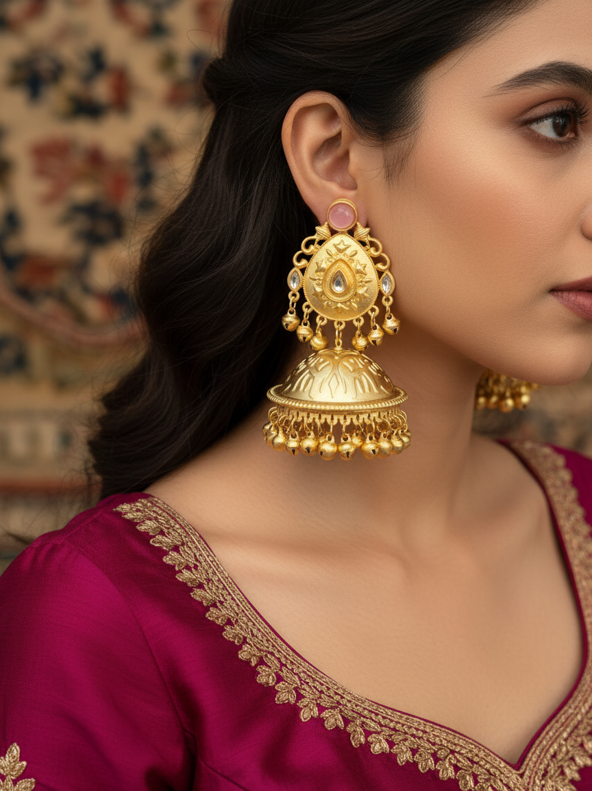 Paisley Temple Jhumka Earrings