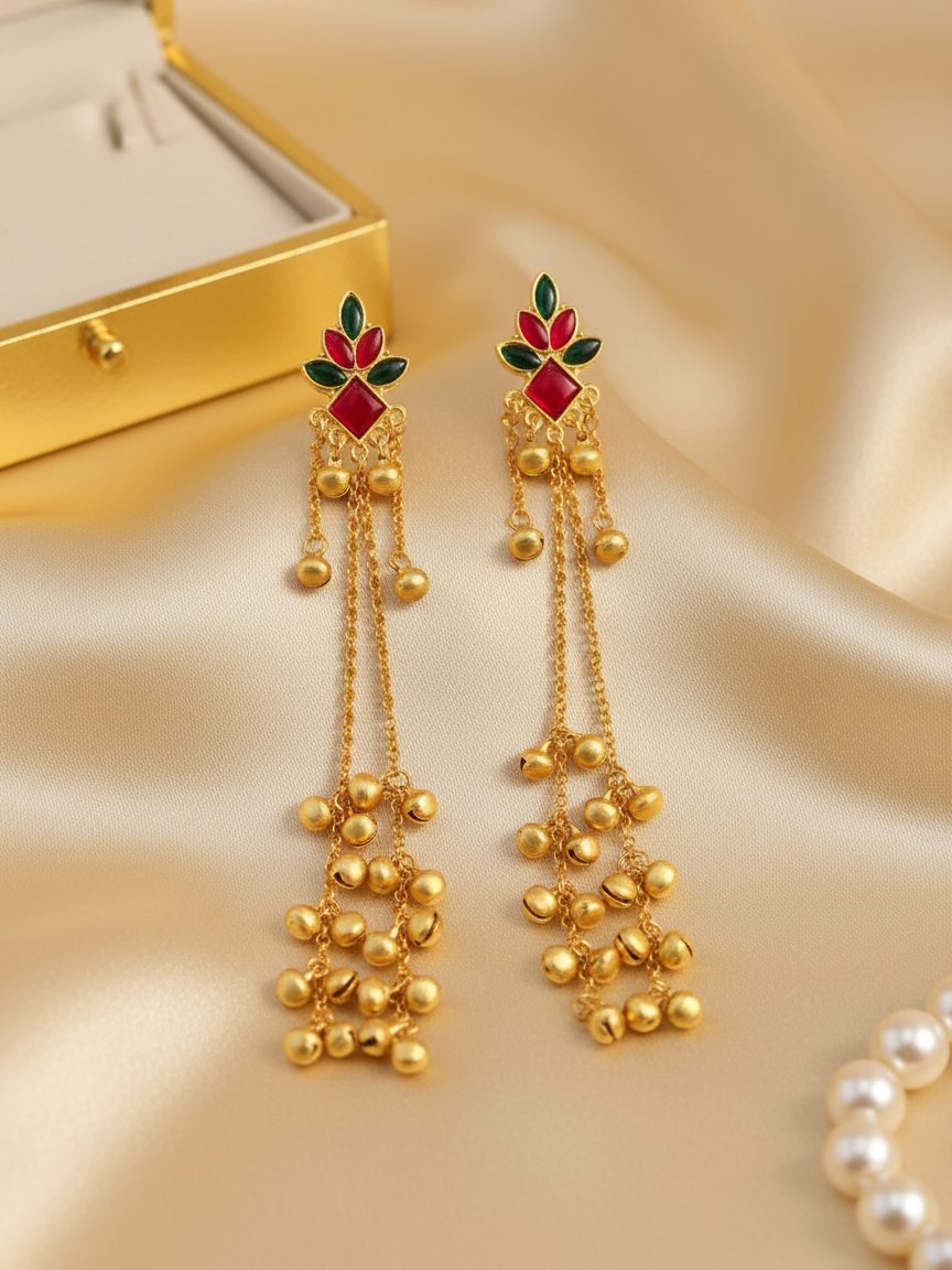 Leaf Motif Cascade Earrings