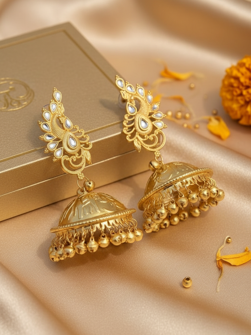 Mayura Royale Kundan Jhumka Earrings