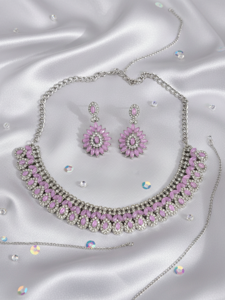 Lavender Luxe Crystal Collar Necklace & Earrings Set