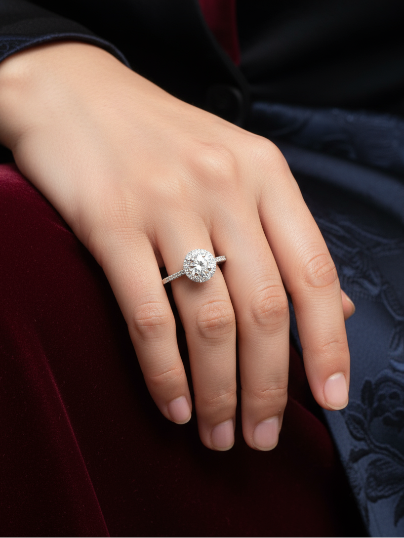 Round Halo Engagement Ring