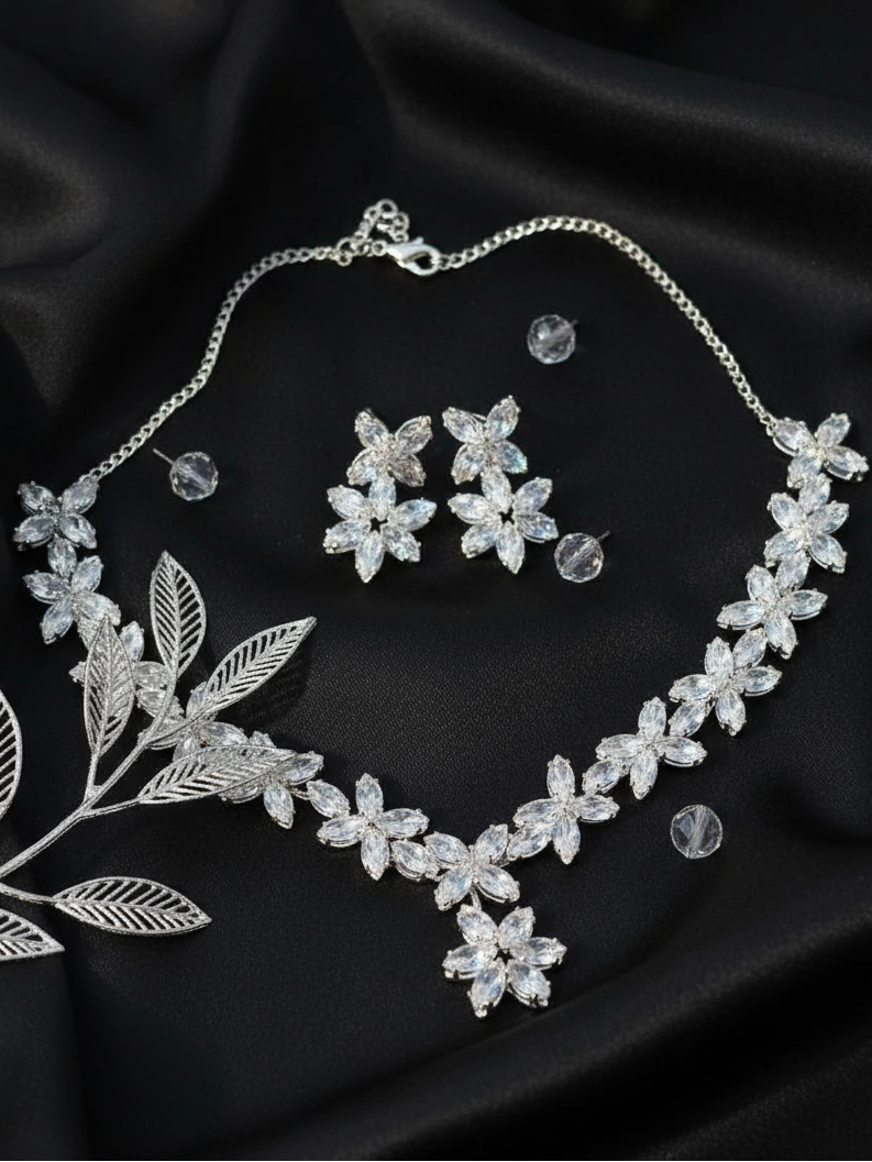 Crystal Blossom Elegance Necklace Set