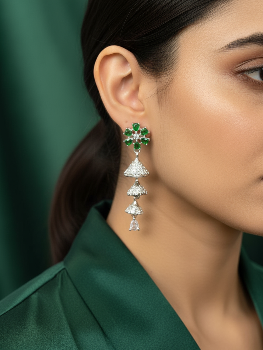 Emerald Cascade Chandelier Earrings