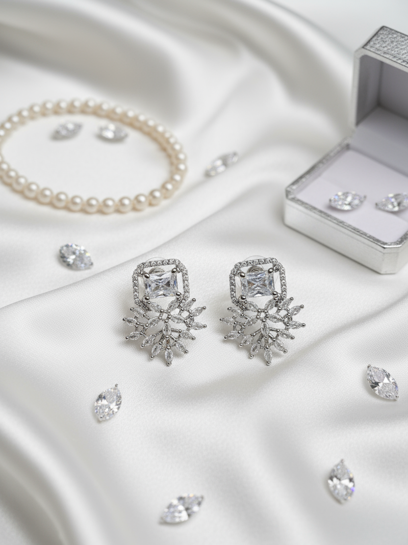 Crystal Floral Statement Earrings