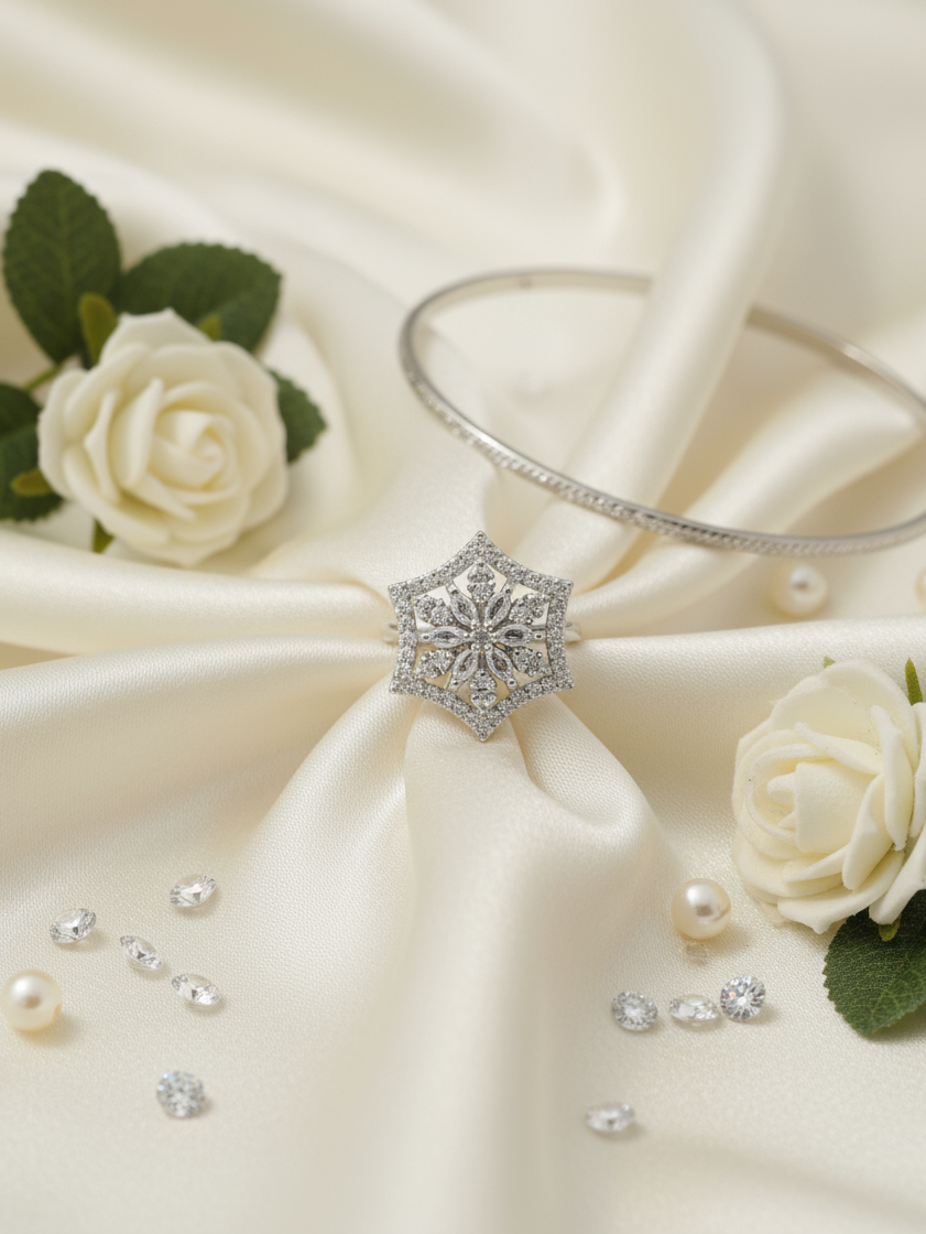 Snowflake Star Cocktail Ring
