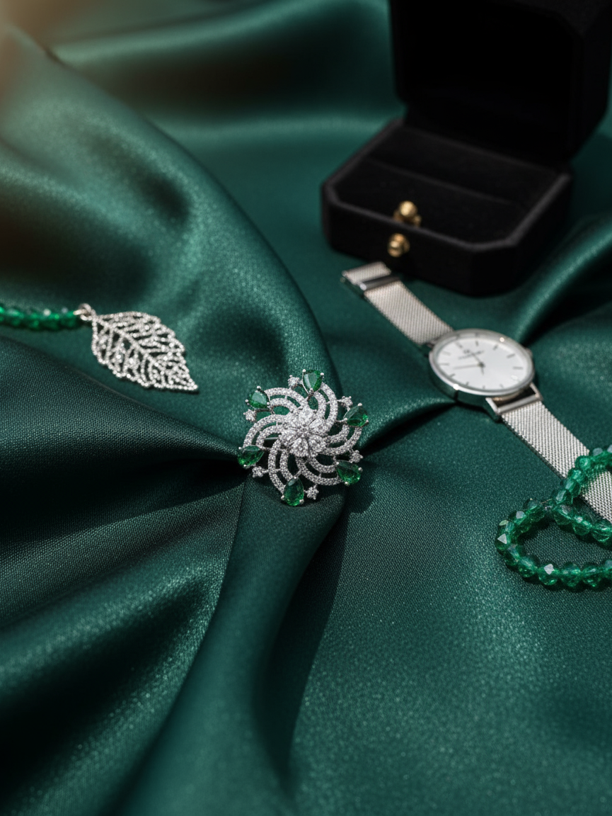 Emerald Bloom Statement Ring