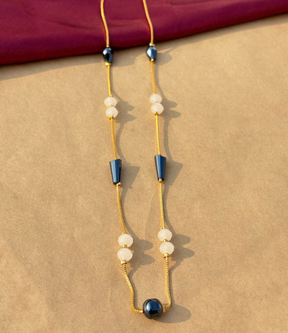 Black & White Beaded Gold-Toned Everyday Chain