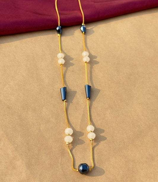 Black & White Beaded Gold-Toned Everyday Chain