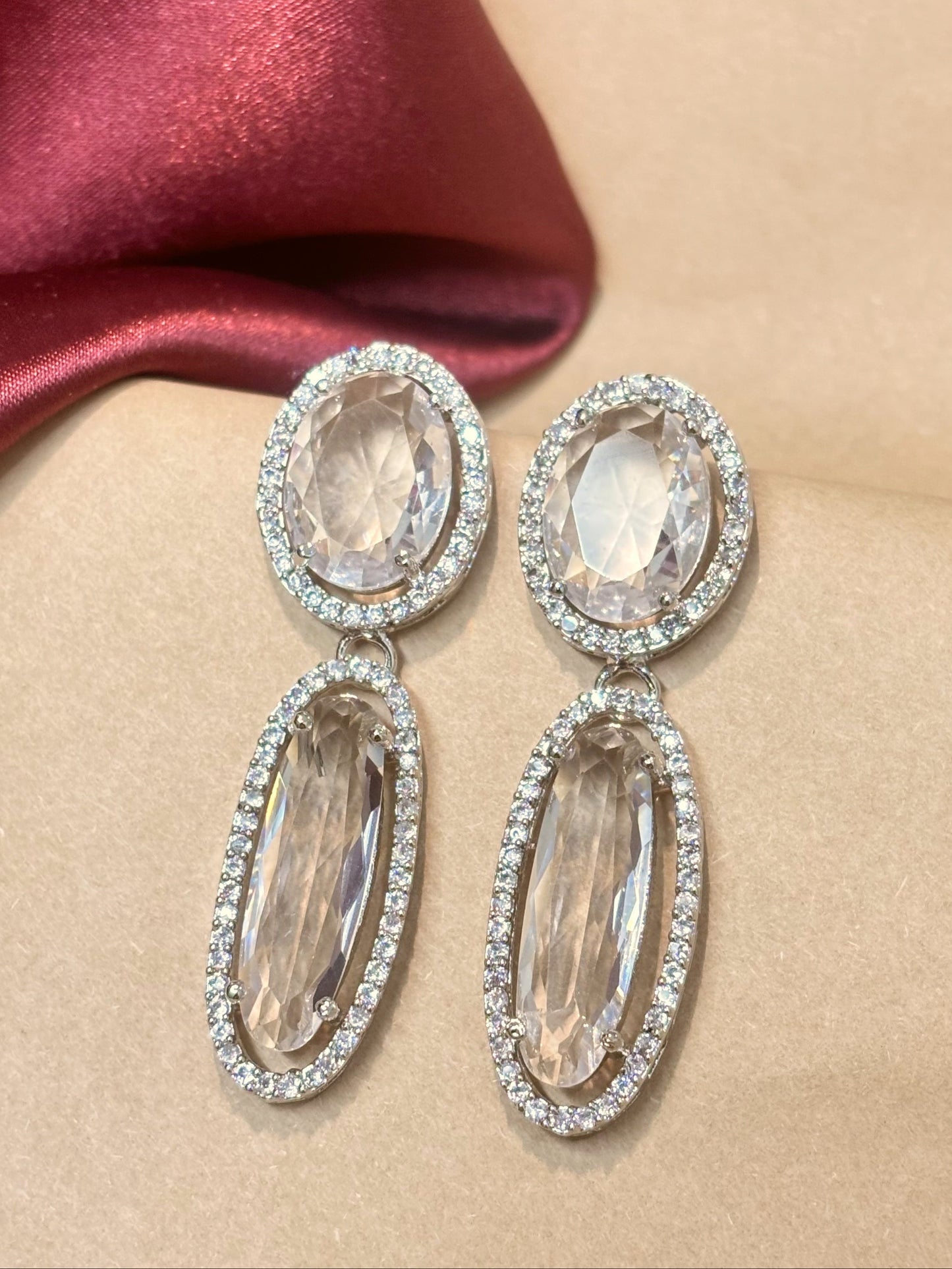 Crystal Elegance Oval Drop Earrings