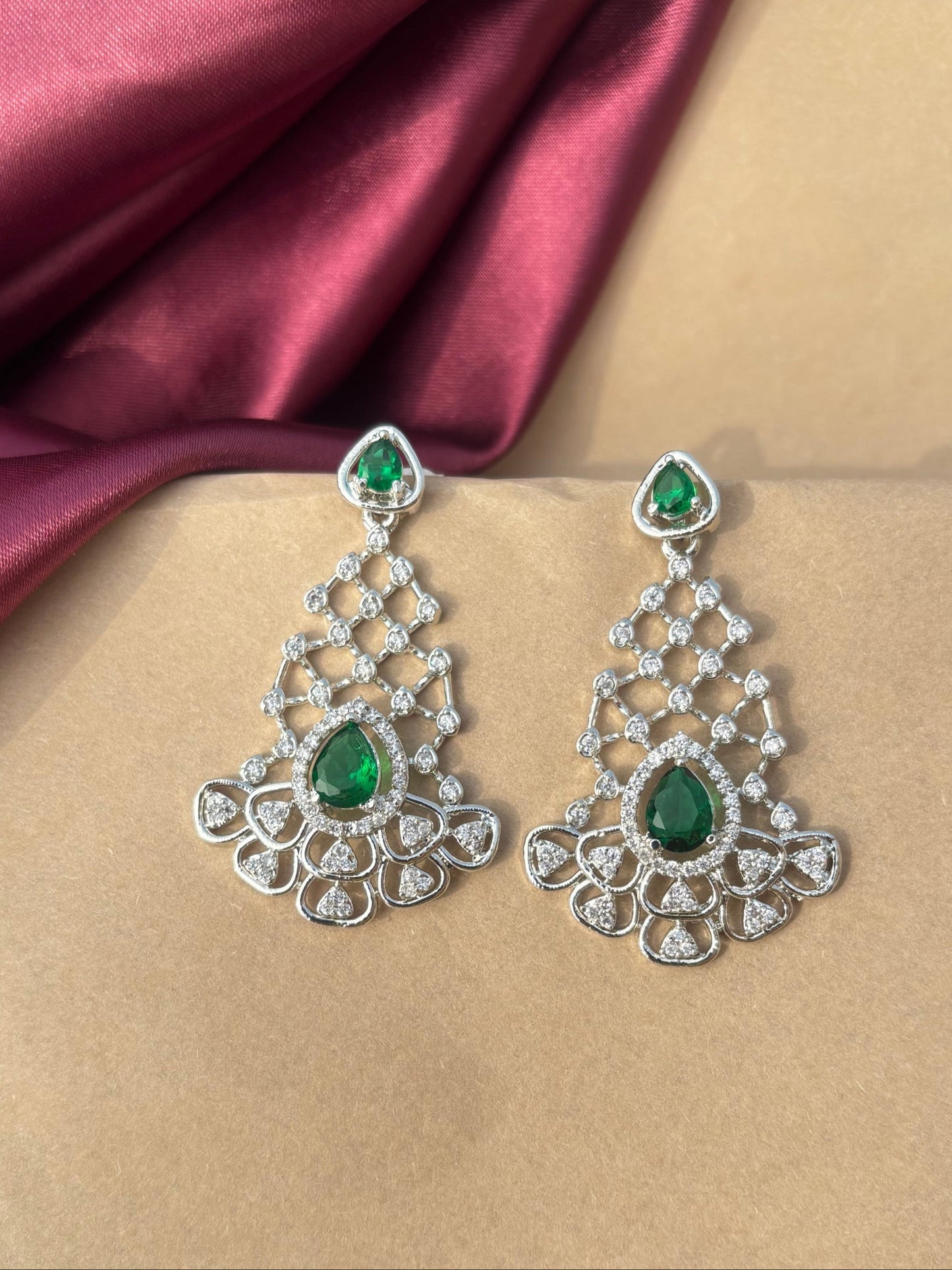 Emerald Elegance Chandelier Earrings (Green)