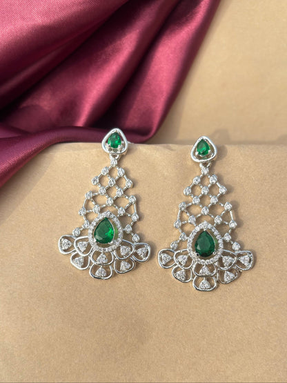 Emerald Elegance Chandelier Earrings (Green)