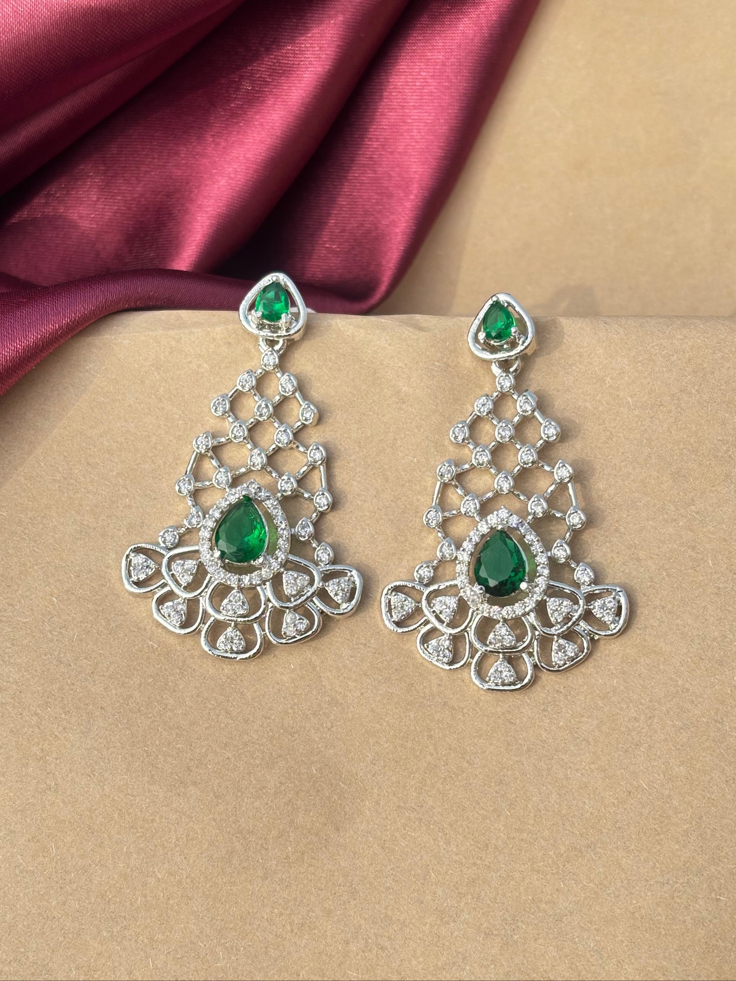Emerald Elegance Chandelier Earrings (Green)