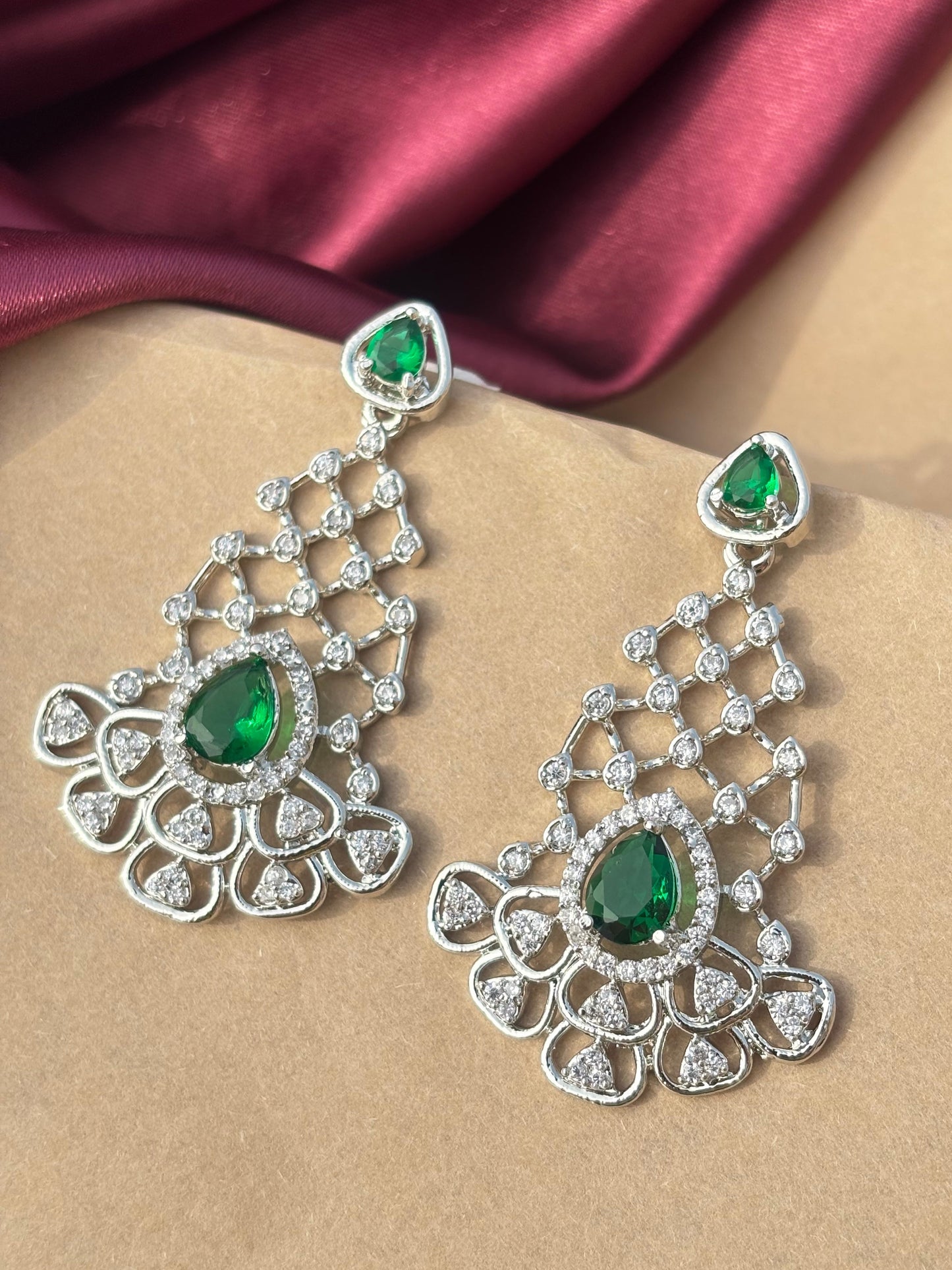Emerald Elegance Chandelier Earrings (Green)