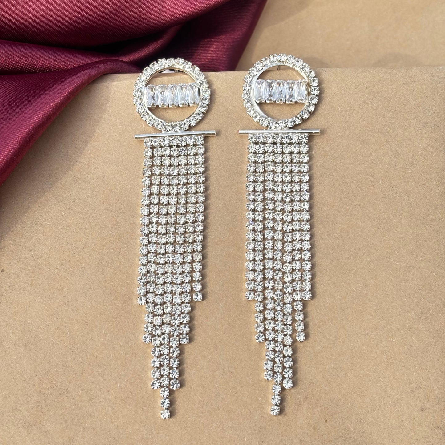 Radiant Cascade American Diamond Tassel Earrings