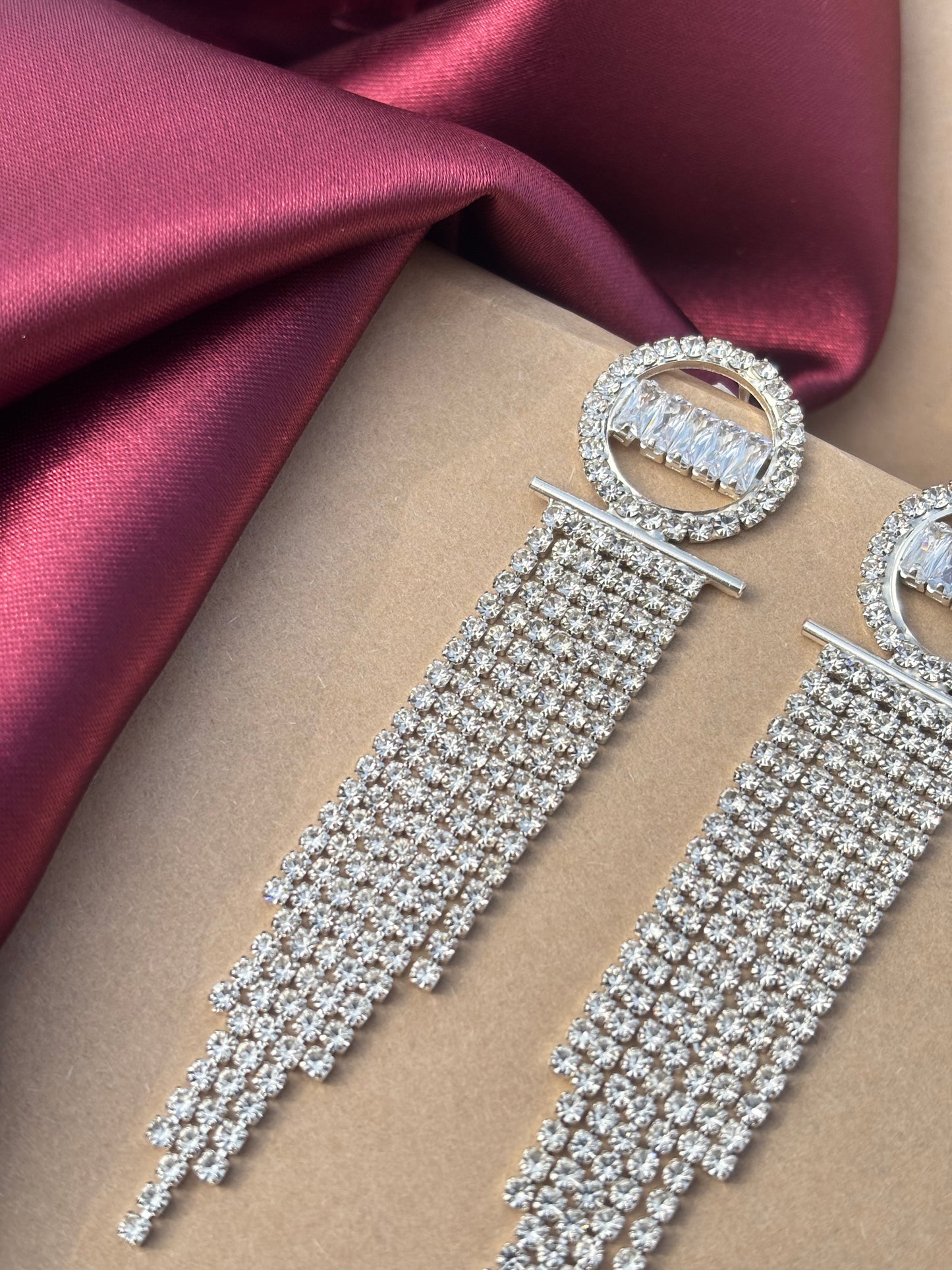 Radiant Cascade American Diamond Tassel Earrings