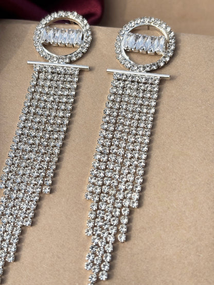 Radiant Cascade American Diamond Tassel Earrings