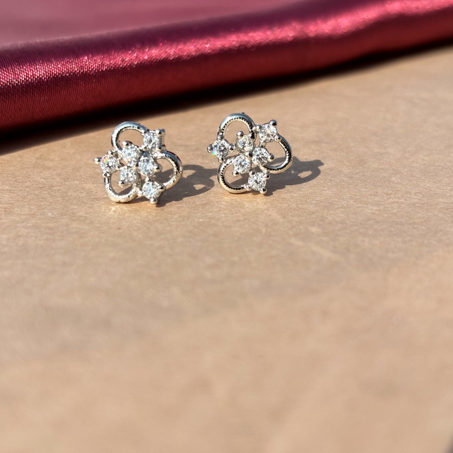 Elegant Floral Diamond Stud Earrings