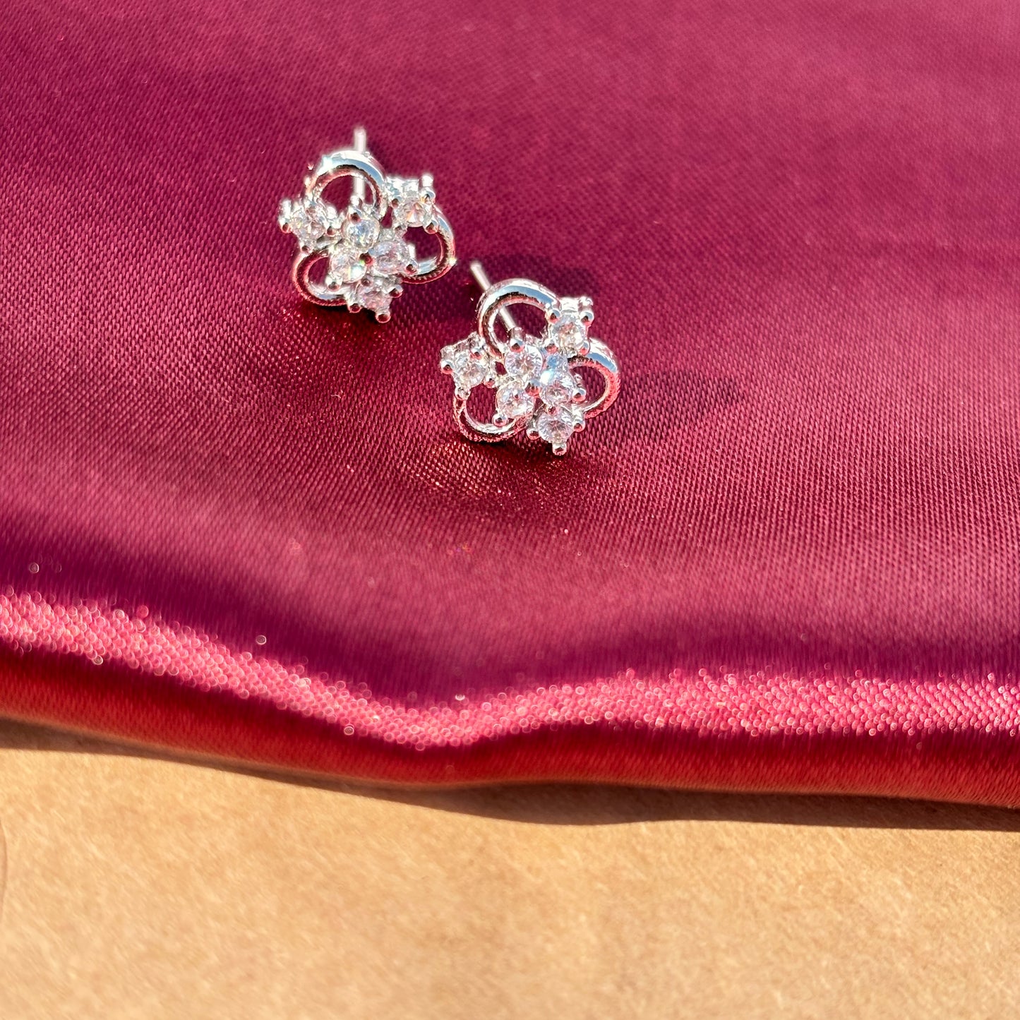 Elegant Floral Diamond Stud Earrings