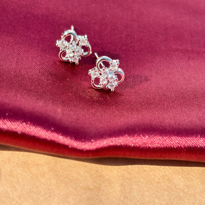 Elegant Floral Diamond Stud Earrings