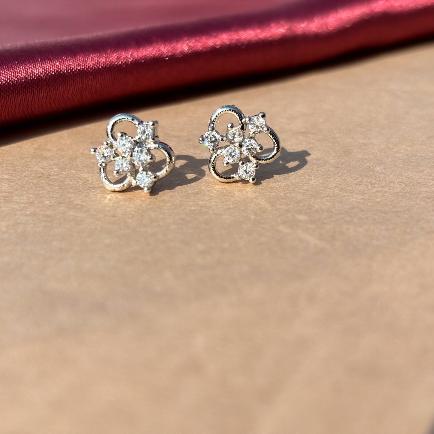 Elegant Floral Diamond Stud Earrings