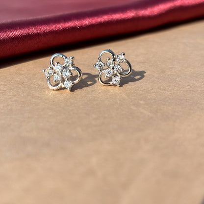 Elegant Floral Diamond Stud Earrings