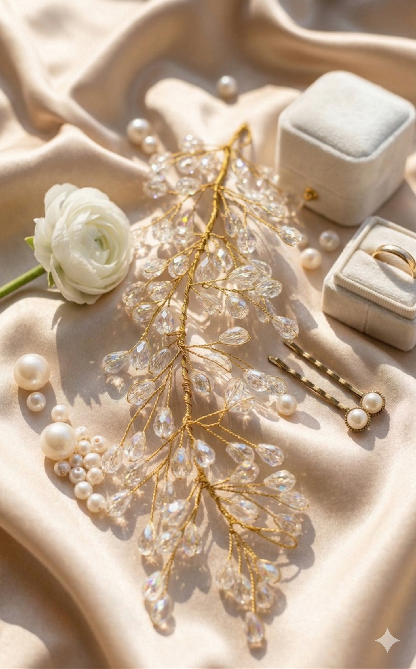 Crystal Dewdrop Gold Hair Accessory