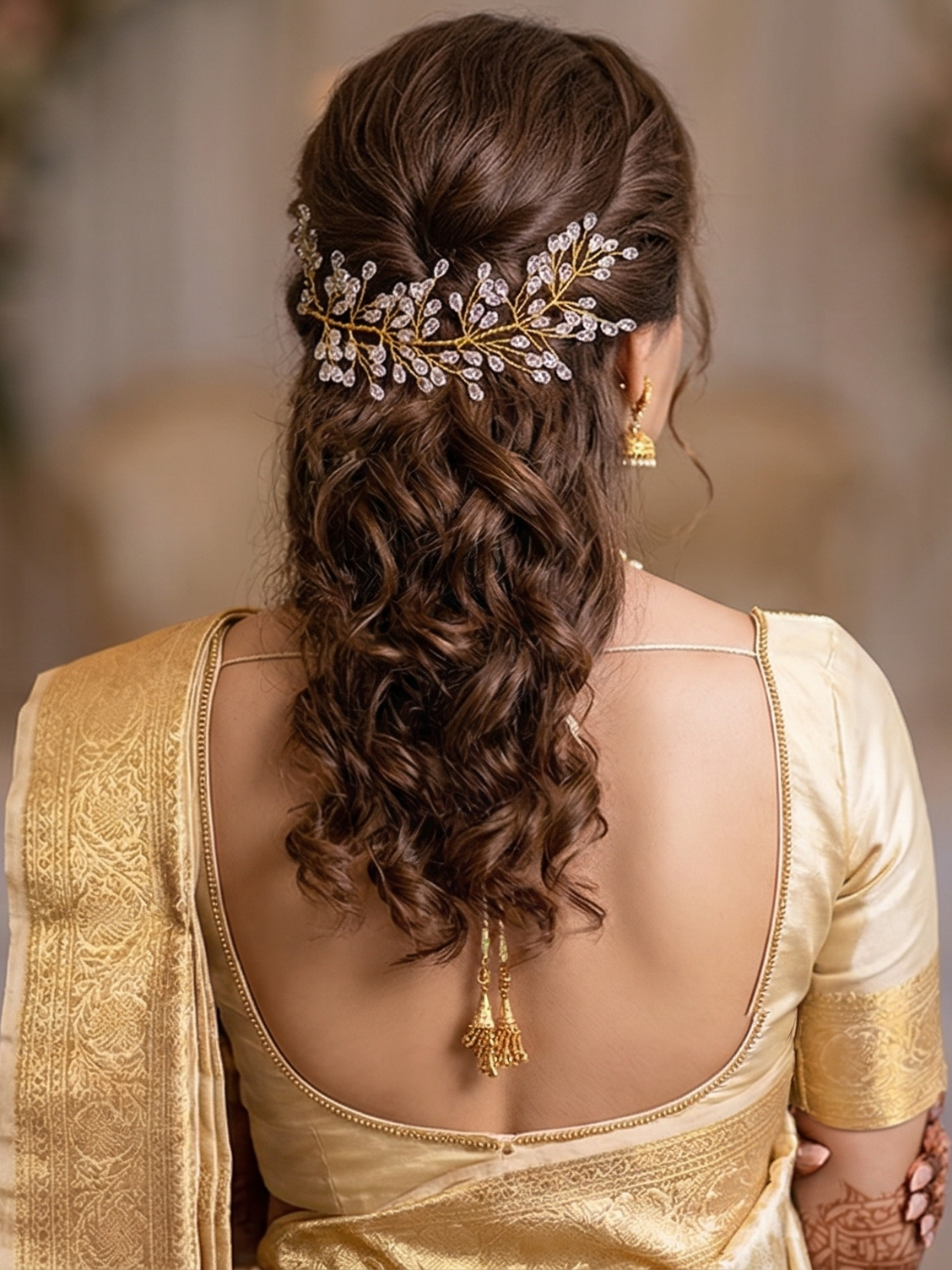 Crystal Dewdrop Gold Hair Accessory
