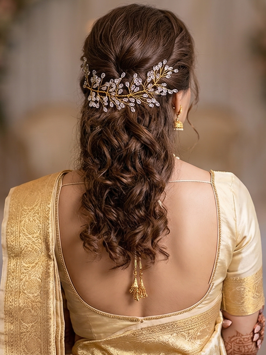 Crystal Dewdrop Gold Hair Accessory