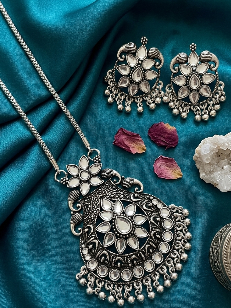 Noor Antique Mirror Necklace Set