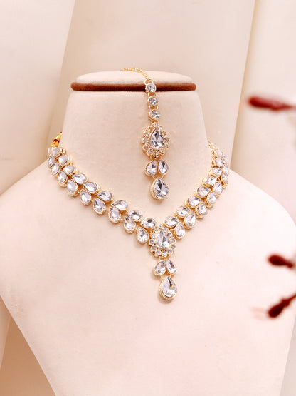Royal White Polki Kundan Bridal Jewellery Set