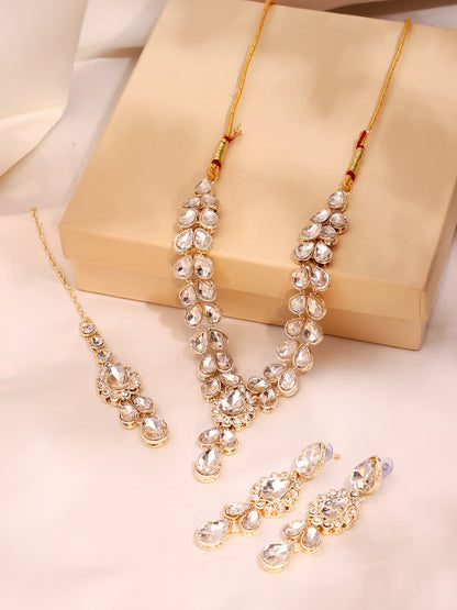 Royal White Polki Kundan Bridal Jewellery Set