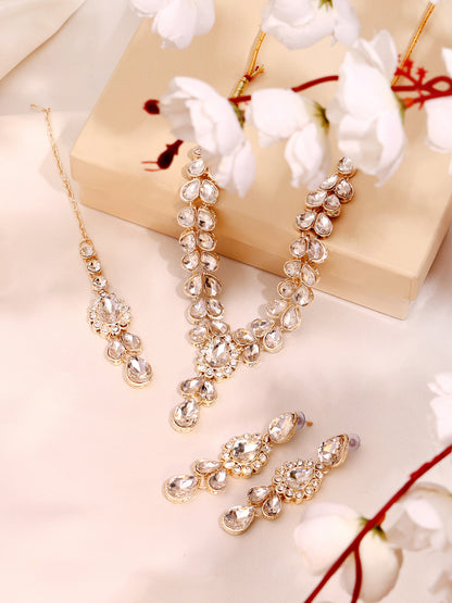Royal White Polki Kundan Bridal Jewellery Set