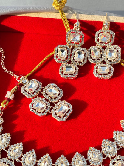 Royal Square-Cut Kundan Necklace Set