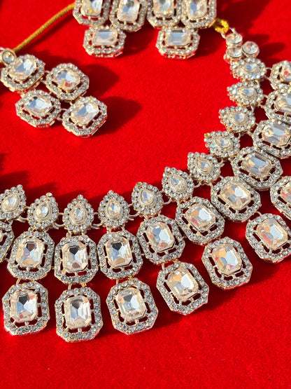 Royal Square-Cut Kundan Necklace Set