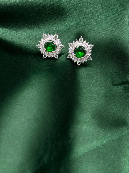 Emerald Star Starburst Stud Earrings