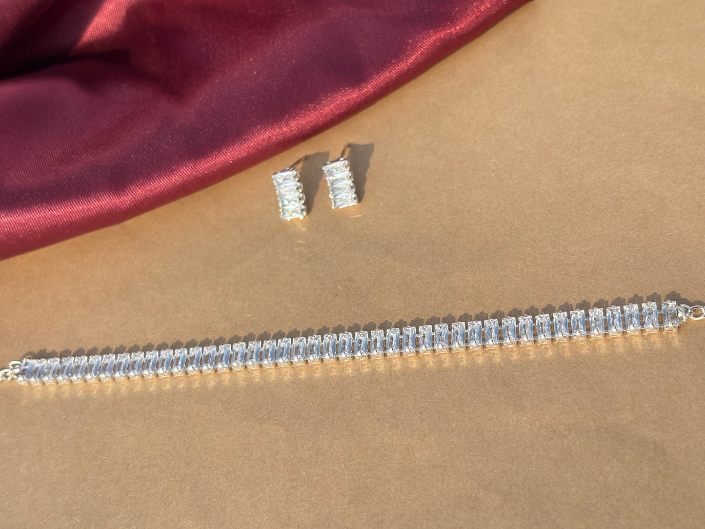 Radiant Elegance Baguette Necklace & Earring Set