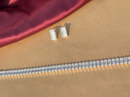 Radiant Elegance Baguette Necklace & Earring Set
