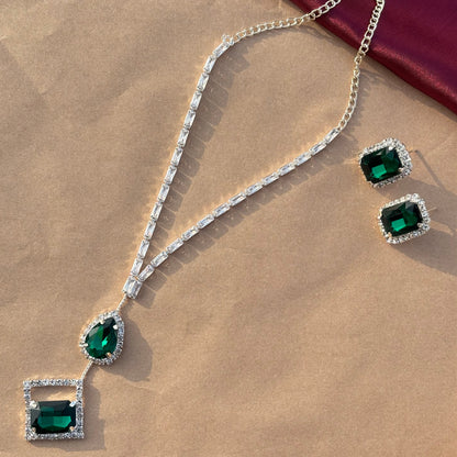 Emerald Elegance American Diamond Necklace Set