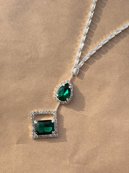 Emerald Elegance American Diamond Necklace Set