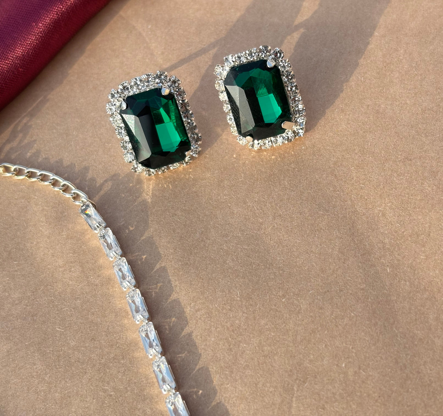 Emerald Elegance American Diamond Necklace Set
