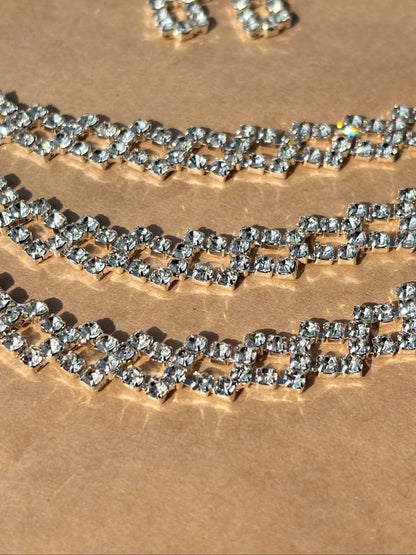 Radiant Cascade Diamond Necklace & Earrings Set