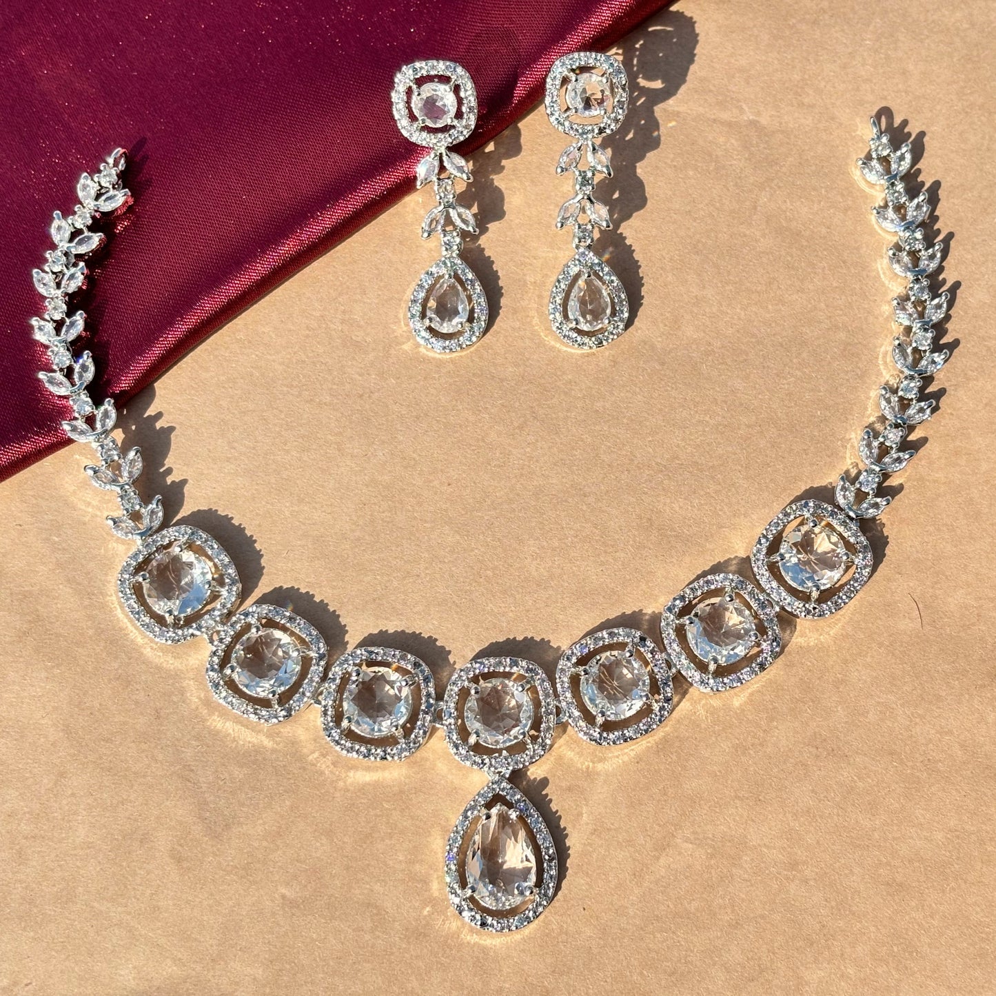 Royal Radiance American Diamond Necklace & Earrings Set