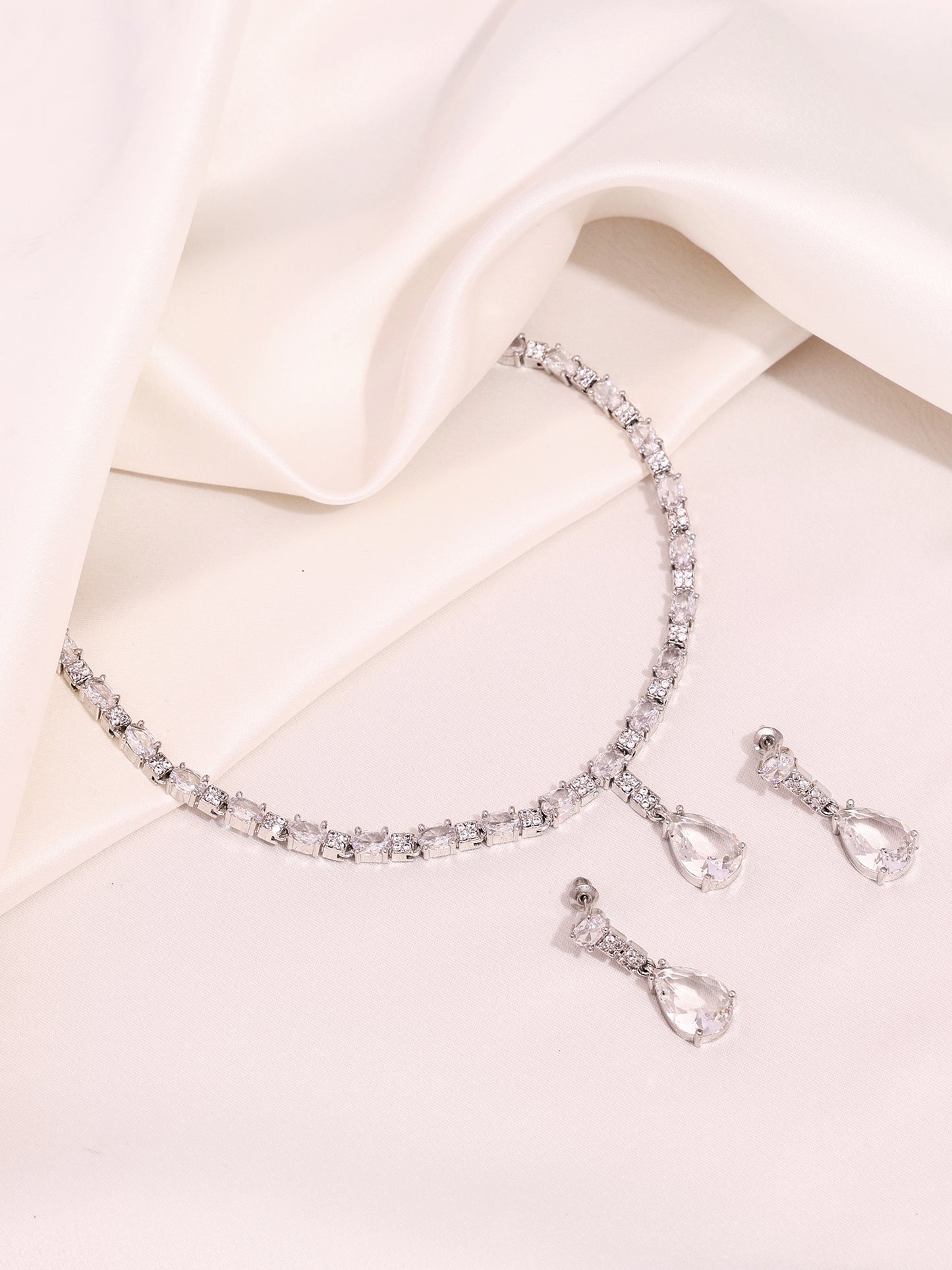 Crystal Drop & White Cubic Zirconia Minimal Jewellery Set