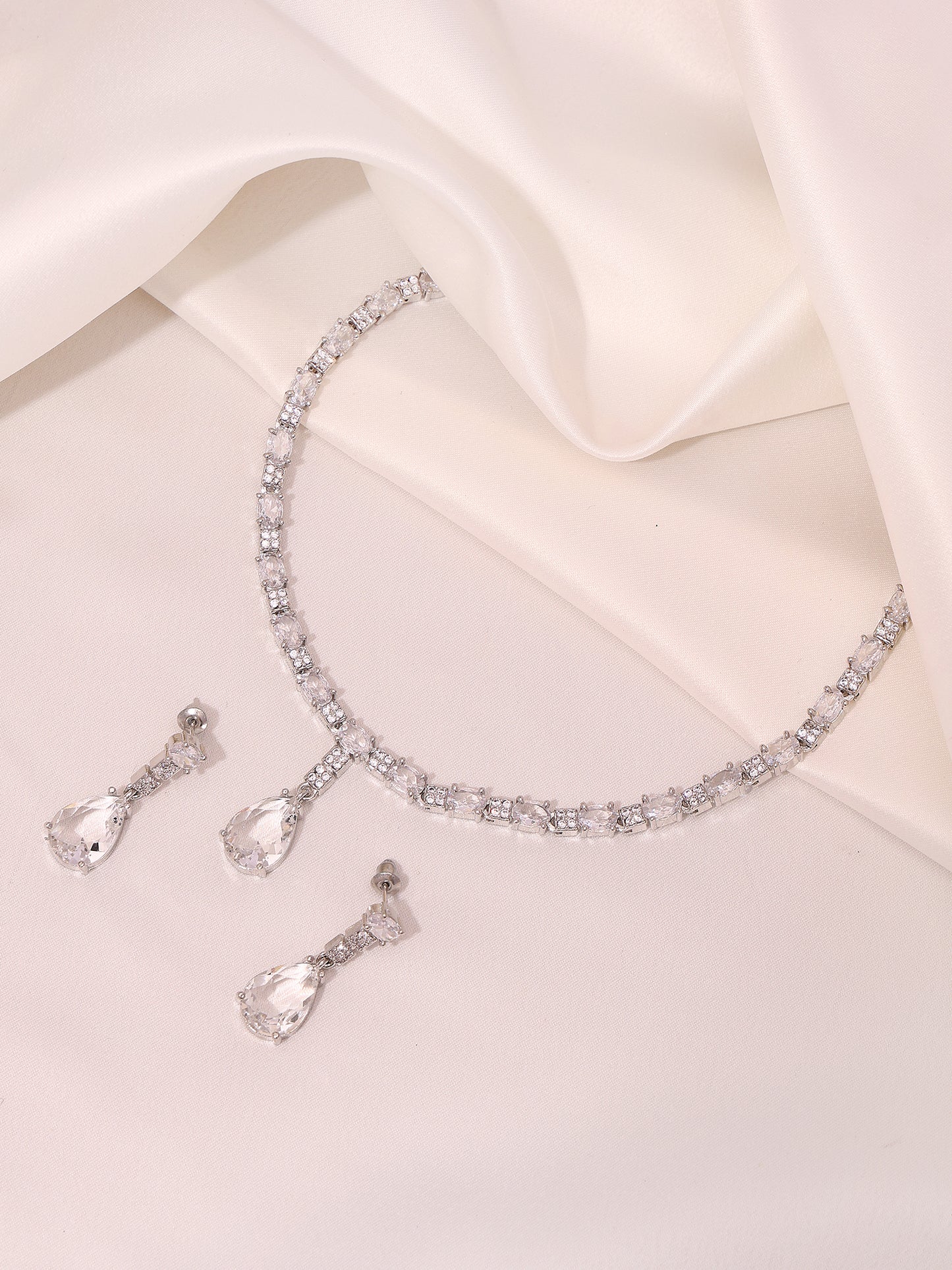 Crystal Drop & White Cubic Zirconia Minimal Jewellery Set